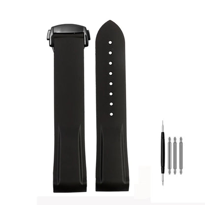 Cinturino per orologio da uomo in gomma e silicone, fibbia pieghevole, estremità curva, per Omega Seam84300 Speedmaster, 20 mm 21 mm 22 mm