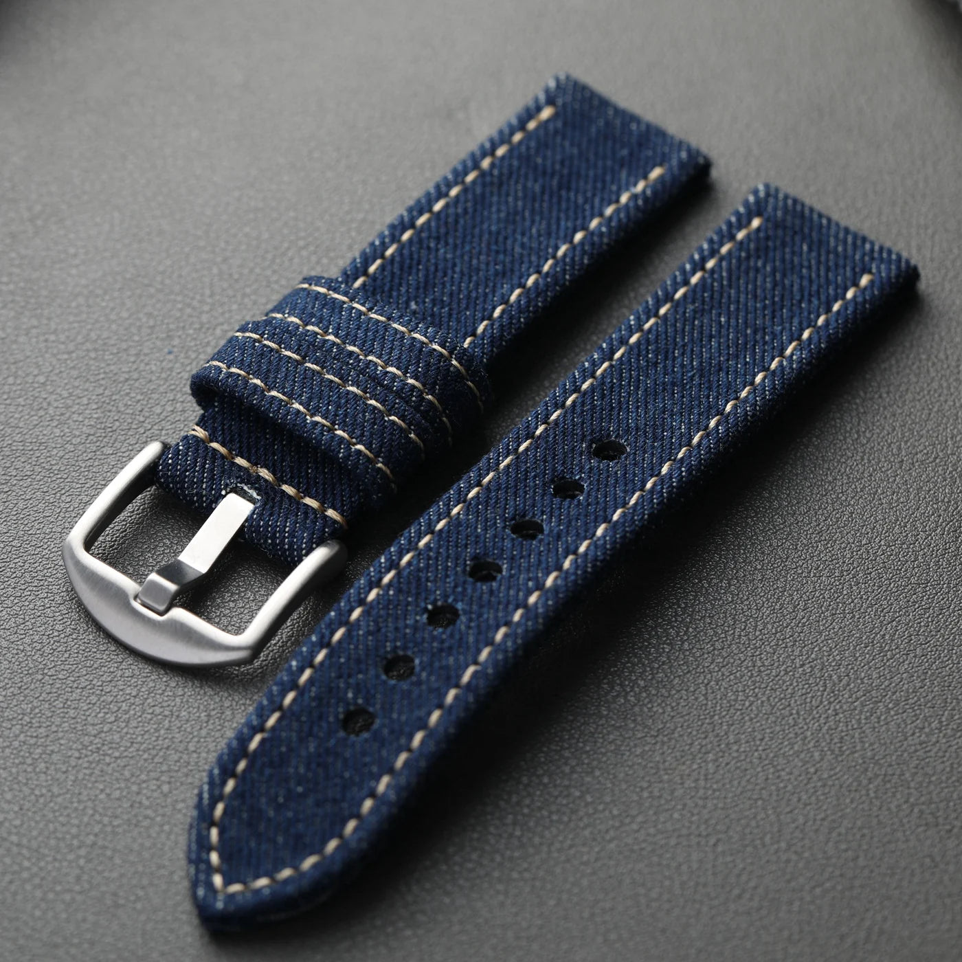 Handmade Japanese Okayama Denim Watch Strap, 20 22 24 26MM, Rugged Double Layer Style, Suitable for Mountain Watches