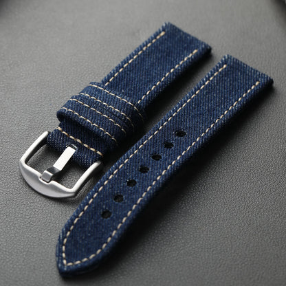 Handmade Japanese Okayama Denim Watch Strap, 20 22 24 26MM, Rugged Double Layer Style, Suitable for Mountain Watches