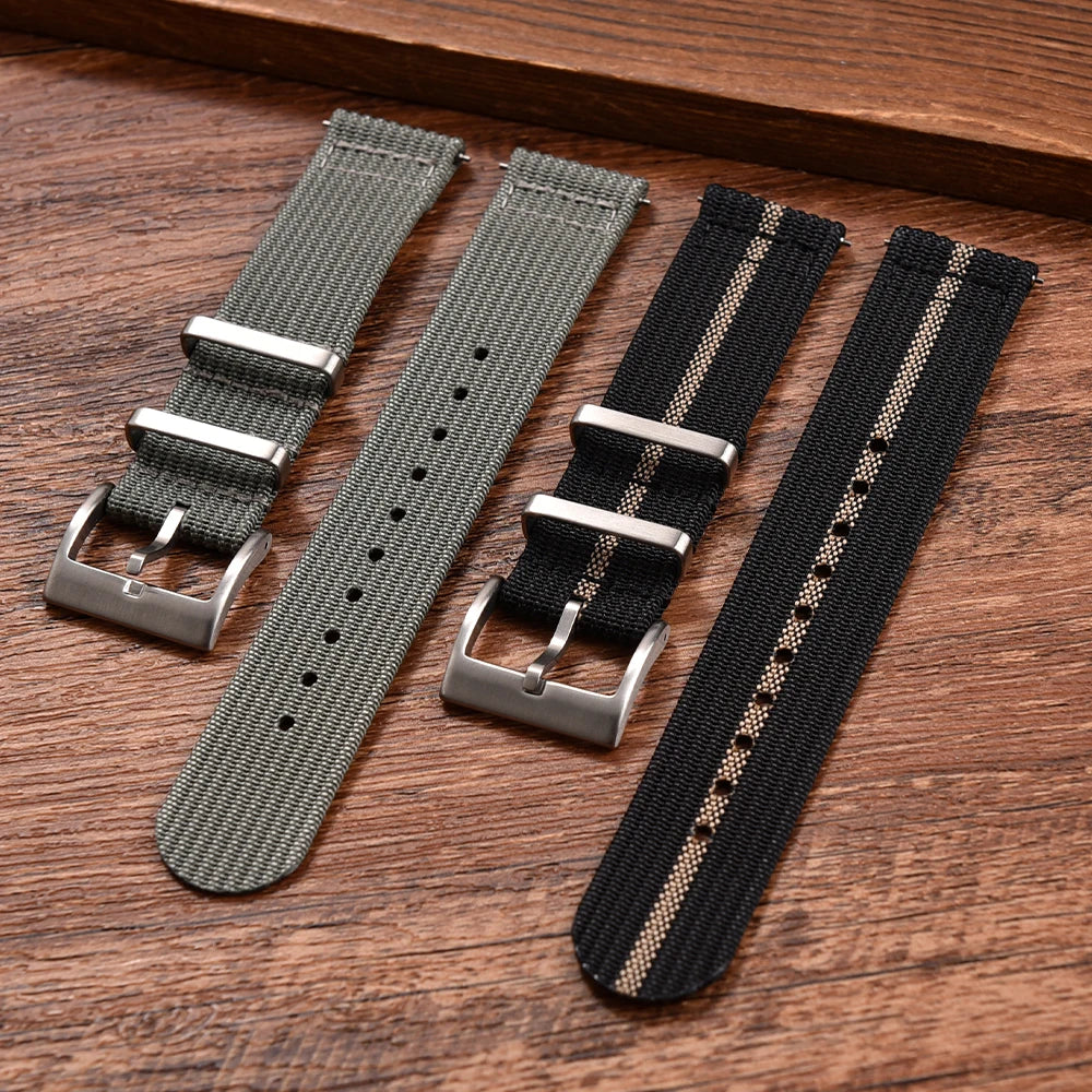 Bracelet de montre en nylon à dégagement rapide-bande durable à texture nervurée en deux pièces 18 mm 20 mm 22 mm pour montres militaires tactiques