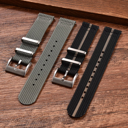 Bracelet de montre en nylon à dégagement rapide-bande durable à texture nervurée en deux pièces 18 mm 20 mm 22 mm pour montres militaires tactiques