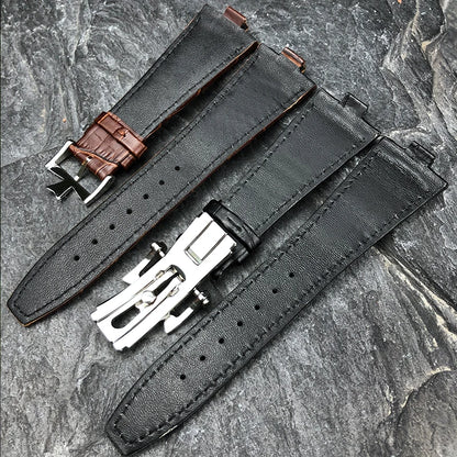 Remplacement du bracelet de montre en cuir de vachette véritable pour homme, VachAnderConstantin, cuir de veau d'outre-mer, noir, bleu, marron, bracelet, 25mm x 9mm