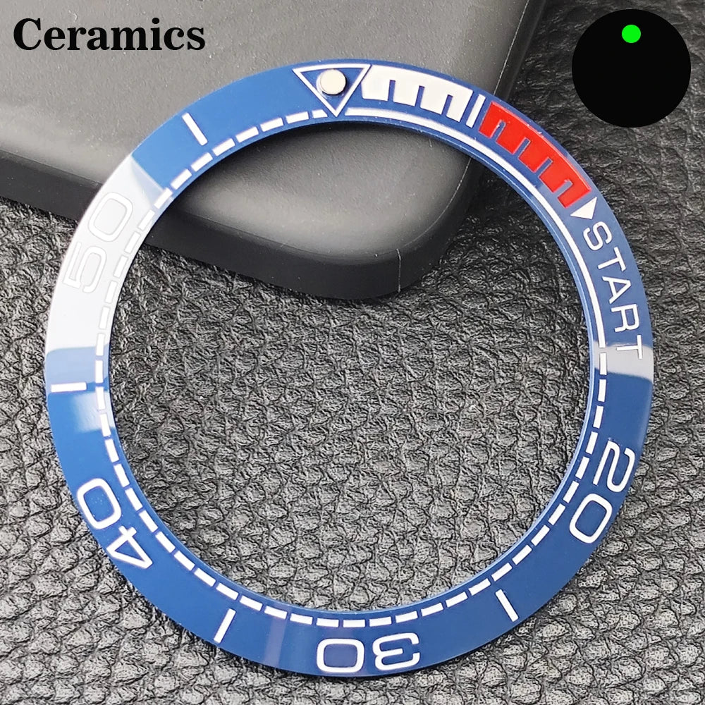 Insert de lunette incliné en céramique/aluminium 41.5mm x 32.7mm, adapté au remplacement de lunette de montre pour hommes, accessoires de montre