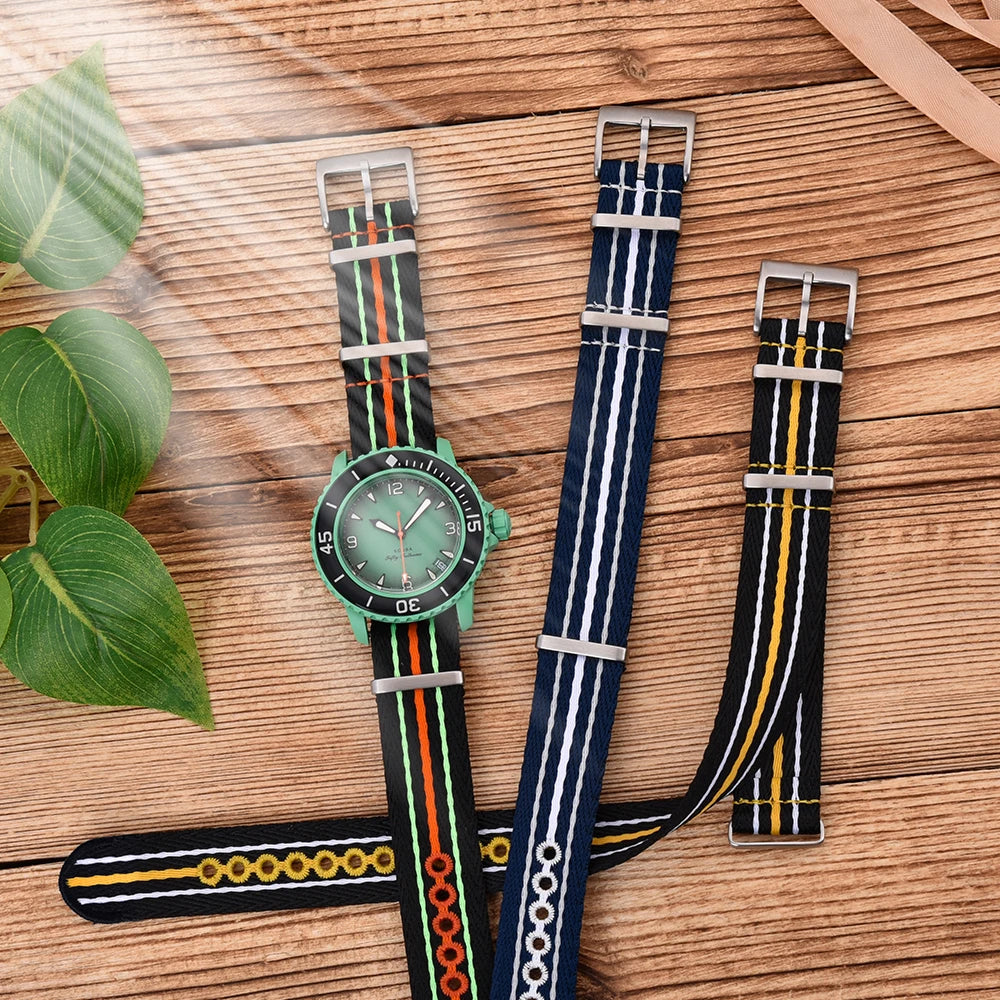 Bracelets de montre lumineux en Nylon recyclé, 20mm 22mm, tissés brodés, écologiques, pour montres de la série Scuba cinquante