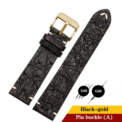 Cinturino per orologio in pelle di struzzo per Tissot Citizen Seiko nero verde acqua fantasma Braccialetto universale morbido Cinturino per orologio 18mm 20mm 22mm