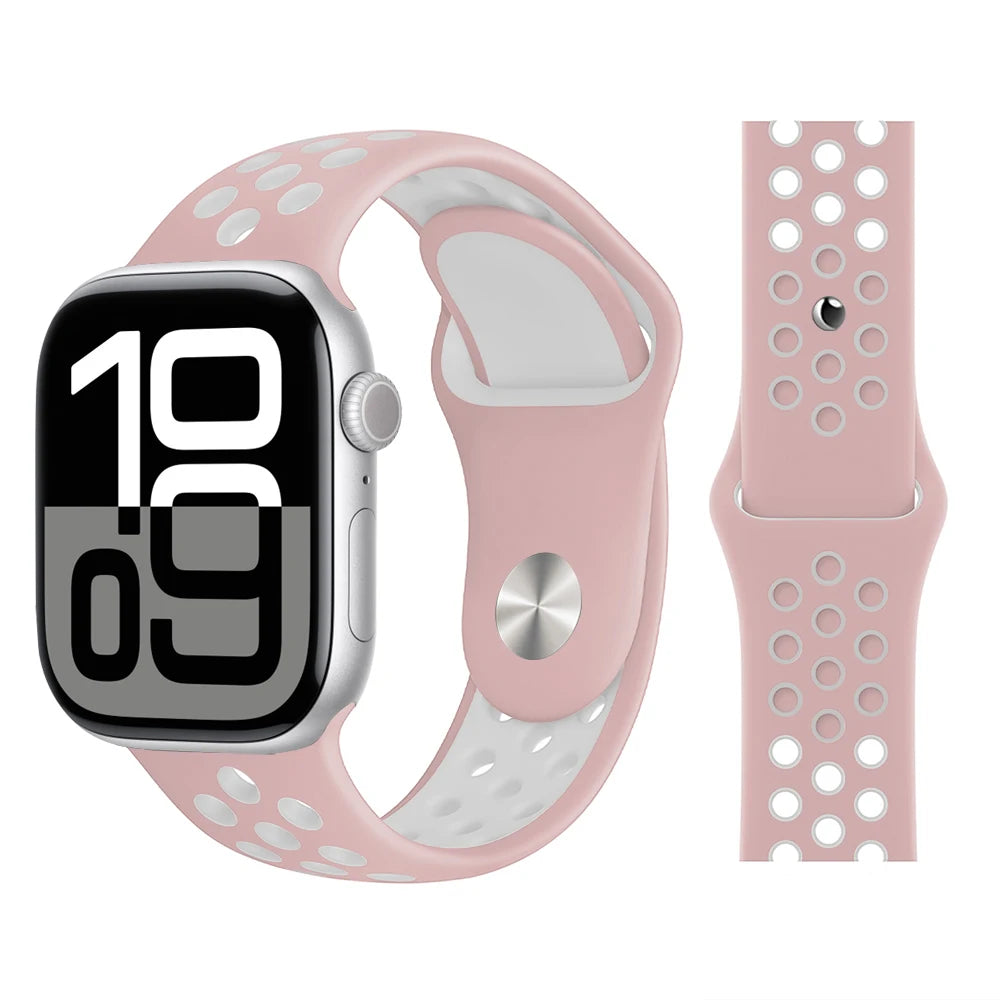 Bracelet en Silicone pour bracelets de montre Apple 46mm 44mm 45mm 40mm 41mm 42mm, Bracelet de Sport Correa iWatch série 11 10 9 SE 8 7 6 5
