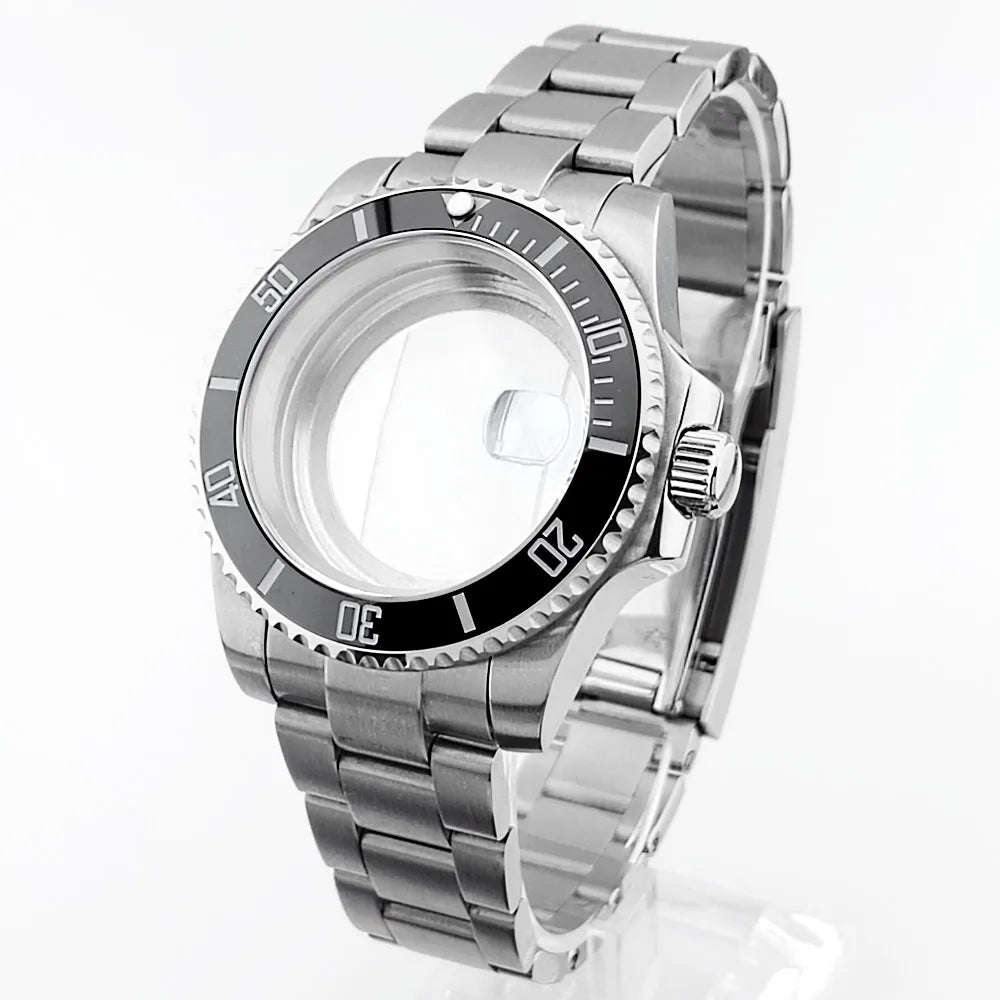    40.5mm sous-montre verre saphir boîtier en métal ajustement NH35/36/38 mouvement ajustement 28.5mm cadran pièces de montre accessoires boîte de montre bande