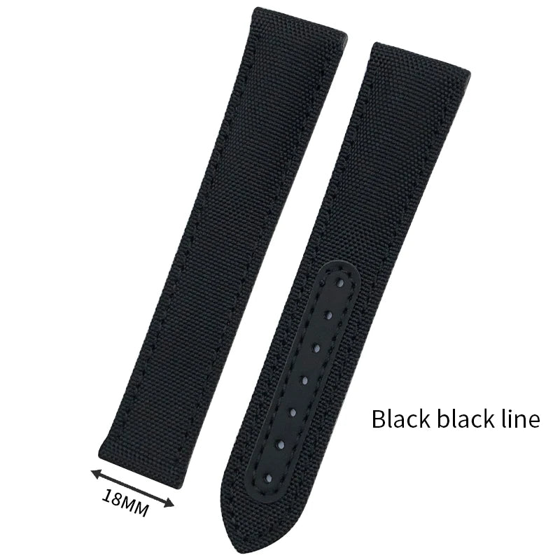 Optical-Nylon leather watch strap, for Omega Seamaster AT150 Speedmaster De Ville, high quality folding clasp, 19mm, 20mm