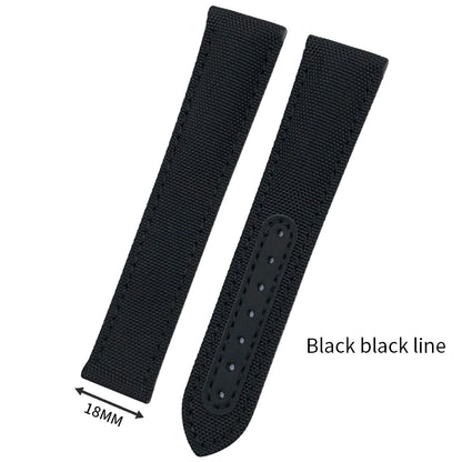 Optical-Nylon leather watch strap, for Omega Seamaster AT150 Speedmaster De Ville, high quality folding clasp, 19mm, 20mm