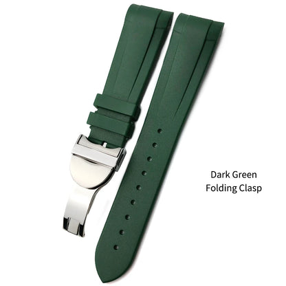 Bracelet de montre en caoutchouc naturel Silione, 22mm 20mm, pour Tudor Black Bay GMT 1958, extrémité incurvée, boucle pliante, vert, bleu, rouge