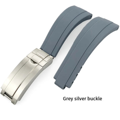 Uhrenarmband aus Kautschuk, 20mm 21mm 18mm 19mm, passend für Rolex Daytona Yacht Master Oysterflex, Silikonarmband, Faltschließe mit Feinverstellung
