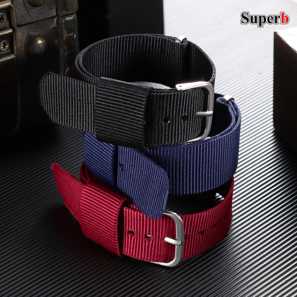 16/18/20mm Nylon Watch Band, Universal Canvas Strap for Men and Women, One-Piece Woven Bracelet