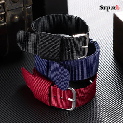 16/18/20mm Nylon Watch Band, Universal Canvas Strap for Men and Women, One-Piece Woven Bracelet