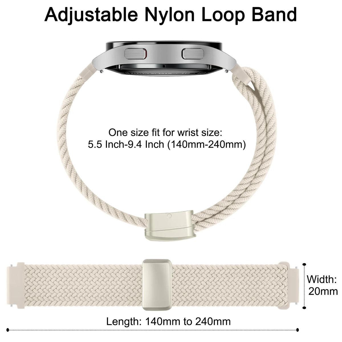 Bracelet tressé 18/20/22mm pour Garmin Vivoactive 4 5 3 S/Venu 3 2s Sq 2 Plus/Forerunner 265 255S 645 245 Music/Vivomove