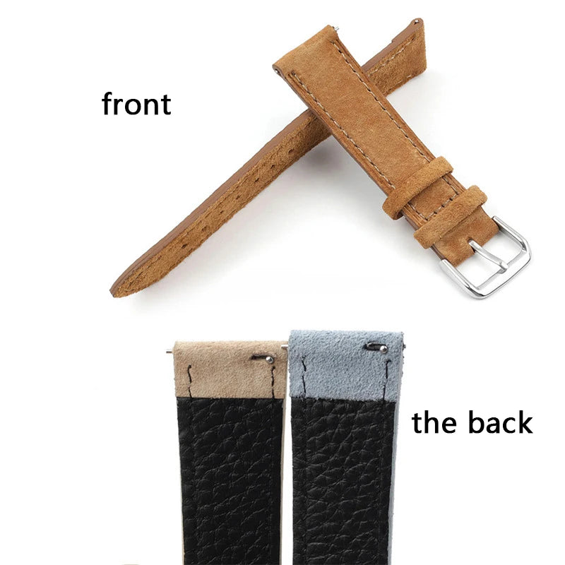 Bracelet de montre en daim et cuir, accessoires de montre 18mm 19mm 20mm 21mm 22mm 23mm 24mm, gris bleu rose vert, bracelets de montre pour hommes