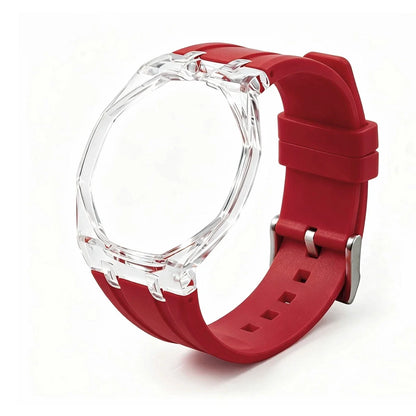 Cassa in plastica trasparente Glacier + cinturino in silicone per orologio da taschino AP X Swatch Royal Pop, trasformatore da orologio da taschino a cinturino in caucciù