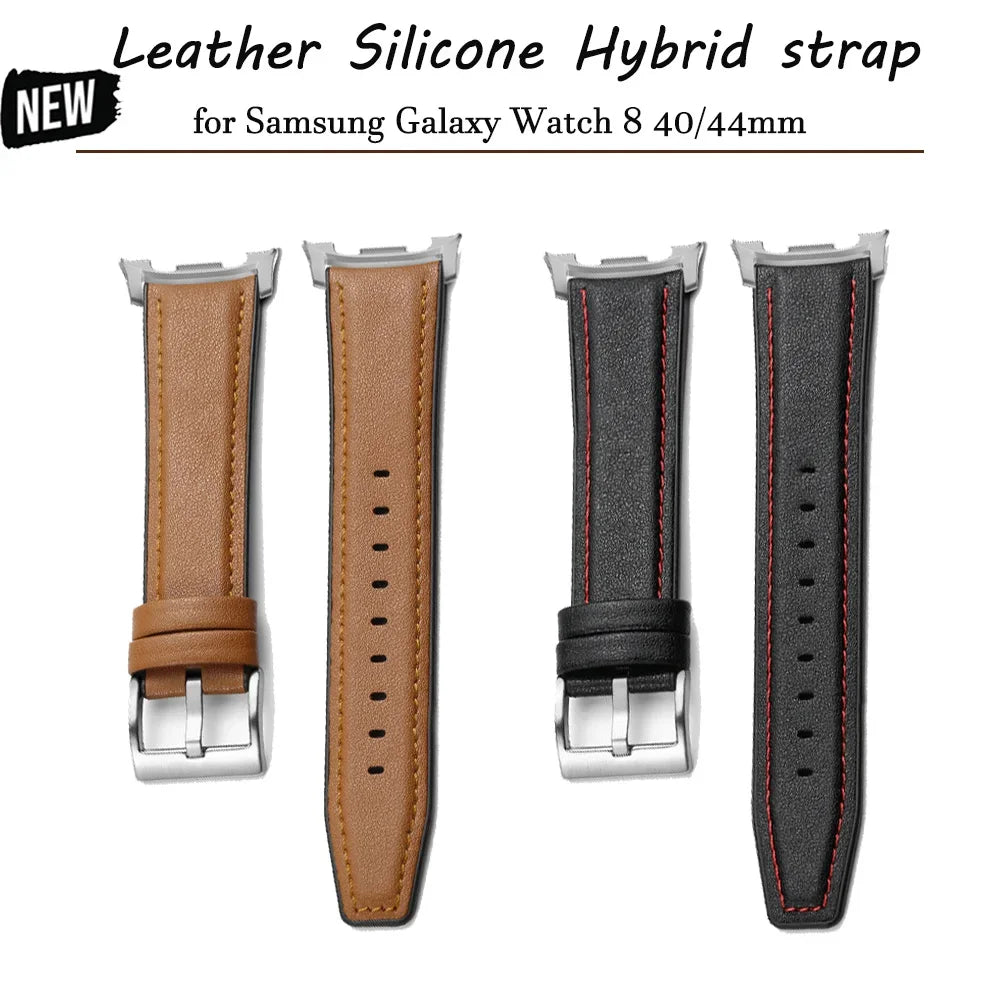 Leather Strap for Samsung Galaxy Watch 8 40 44mm /8 Classic 46mm, Sports Strap for Galaxy Ultra 2026 9 47mm, Professional Style