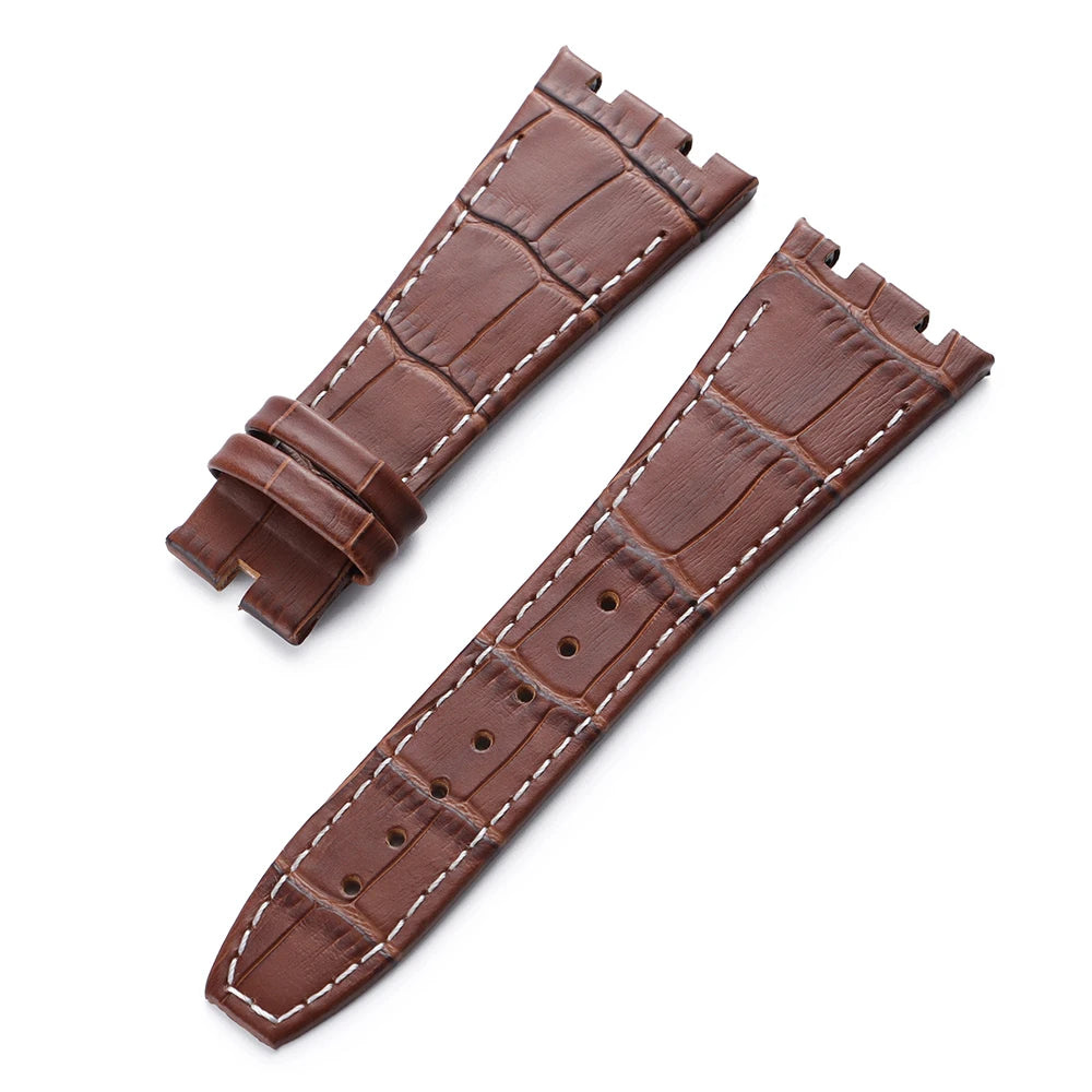 Soft Cowhide Leather Watch Strap for Audemars Piguet Royal Oak Offshore AP 15400 15703, Sweat Resistant, for Men and Women, Folding Buckle
