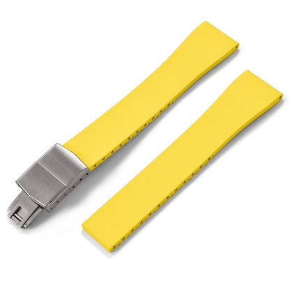 New CTS Fluororubber FKM Watch Straps 16mm 18mm 19mm 20mm 21mm 22mm Cut-to-Size Quick Release Butterfly Silver Buckle Watch Straps