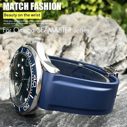 19mm 20mm 21mm 22mm Rubber Watch Straps for Omega Seamaster Planet Ocean for Certina Seiko Hamilton Waterproof Sport Watchband