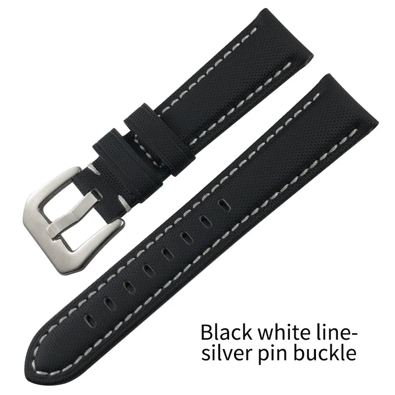 Cinturino per orologio in tela di nylon da uomo, 20mm, 21mm, 22mm, 23mm, 24mm, 25mm, 26mm, per Panerai Seiko Breitling Citizen, cinturino universale in pelle