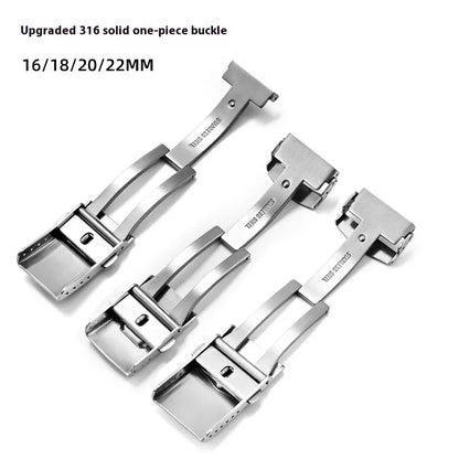 Solid Stainless Steel Foldable Watch Clasp for Men and Women, Silicone and Metal Strap, 16mm, 18mm, 20mm, 22mm
