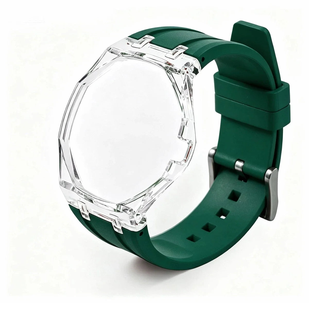 Cassa in plastica trasparente Glacier + cinturino in silicone per orologio da taschino AP X Swatch Royal Pop, trasformatore da orologio da taschino a cinturino in caucciù