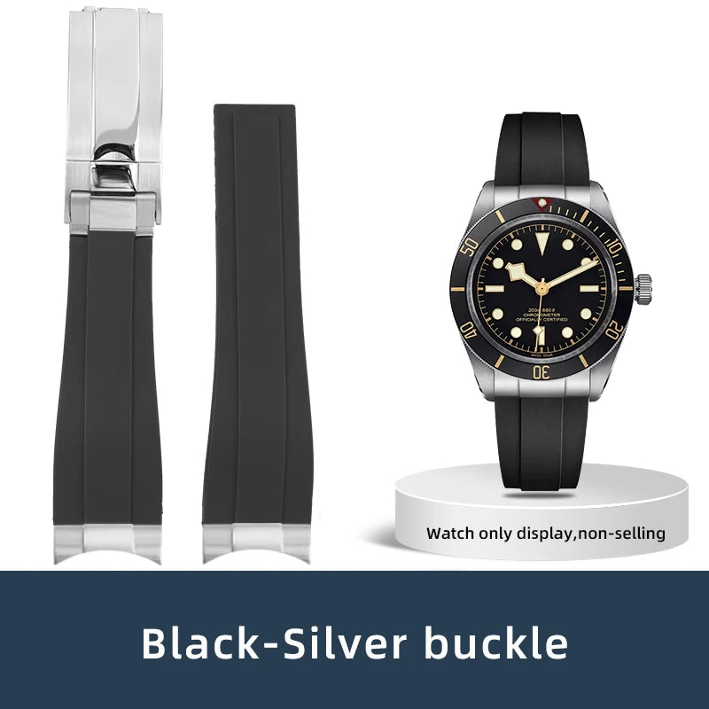 Lien d'extrémité incurvée 20/21/22mm adapté au bracelet TUDOR M79360 M79363, accessoires de bracelet de montre en caoutchouc avec connexion en acier inoxydable