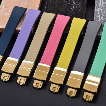 Nouveau bracelet de montre CTS FKM boucle en or papillon à dégagement rapide 16mm 18mm 19mm 20mm 21mm 22mm bracelets de montre en caoutchouc CTS pour couper à la taille