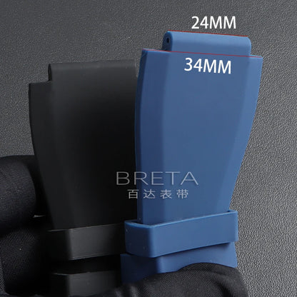 22mm 24mm Silicone Watch Strap for Bell Ross BR01 BR03 Convex Rubber Watch Band Replacement Straps Diving Bracelet for Outdoor Sports