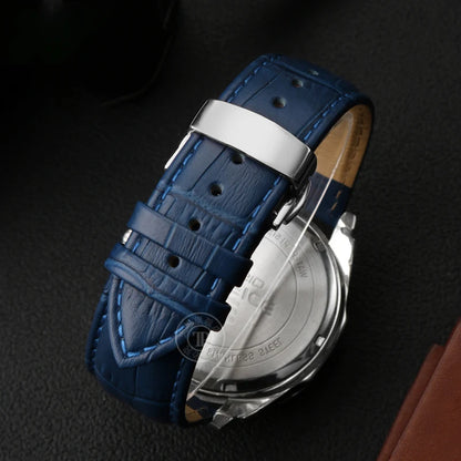 Blue Leather Bracelet for Men and Women, 12mm, 14mm, 16mm, 18mm, 20mm, 22mm for Tissot Longines, Omega Seamaster, Blue, Black, Brown