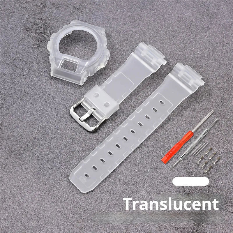 Cinturino sportivo in resina TPU per Casio G-SHOCK DW-6900 DW-6600 DW-3230, cinturino in gomma impermeabile da uomo, kit di ricambio con custodia protettiva