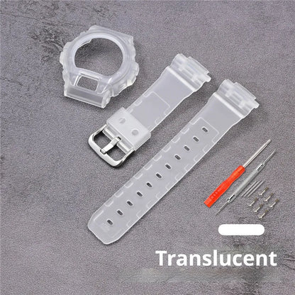 Cinturino sportivo in resina TPU per Casio G-SHOCK DW-6900 DW-6600 DW-3230, cinturino in gomma impermeabile da uomo, kit di ricambio con custodia protettiva