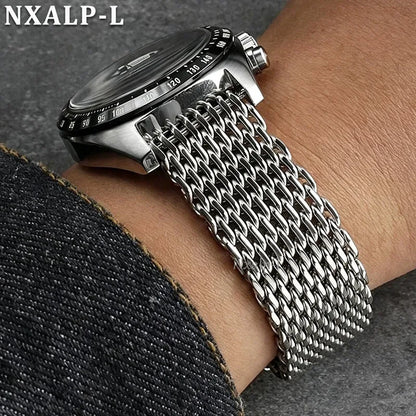 Luxury Milanese Mesh Watch Band Strap 18mm 20mm 22mm 24mm Stainless Steel for Seiko for Omega, 4.5mm Thickness