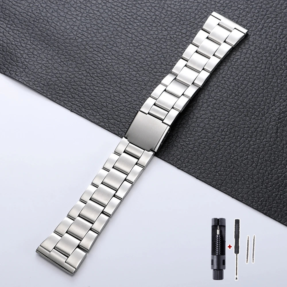 Bracciale universale in metallo, 14mm, 16mm, 18mm, 20mm, 22mm, cinturino per orologio in acciaio per Seiko, Omega, fibbia deployante, accessori da uomo