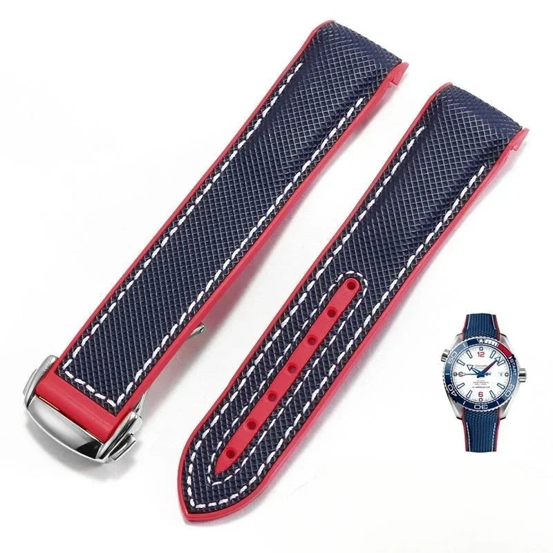 Cinturini per orologi in gomma e silicone, 20 mm 22 mm, per Omega Seamaster 300 Speedmaster, Seiko SKX Aqua Terra AT150 Moon