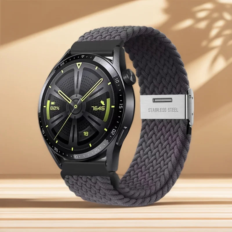 Boucle tressée universelle 18/20/22mm pour Samsung Watch 7 6 5 4 3/Amazfit GTS4 3 2/Huawei Watch GT6 5 4 3 2/Garmin Vivoactive 5