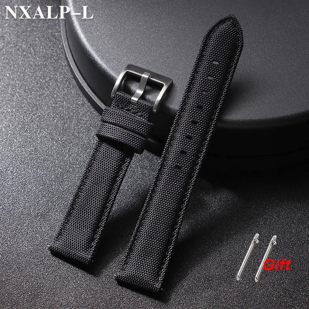 Bracelet de montre en cuir voile de qualité, 20mm 22mm, pour Seiko pour Omega, tissu en Nylon, accessoires de bracelet à dégagement rapide
