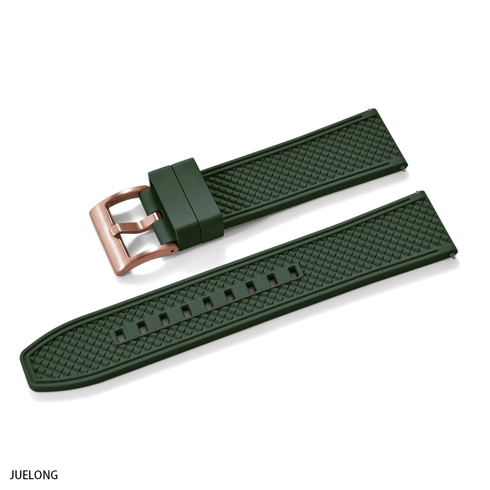 2025 NewFKM Bracelet de montre en caoutchouc 18 mm/20 mm/22 mm/24 mm |   Sangle de plongée à dégagement rapide, étanche, Anti-allergie, pour Seiko/Citizen/Garmin