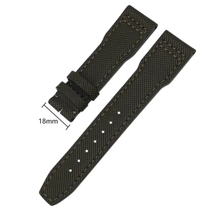 Bracelet de montre en Nylon et cuir de vache, 20mm 21mm, gaufrage en cuir véritable, vert et bleu, remplacement pour accessoires de la série pilote IWC