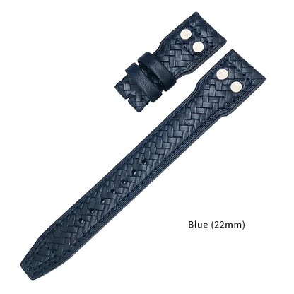 Bracelet de montre tissé en cuir de vachette RiSALE, bracelet de montre bleu, cuir véritable, haute qualité, adapté aux montres IWC Big Pilot's Spitfire, 21mm, 22mm