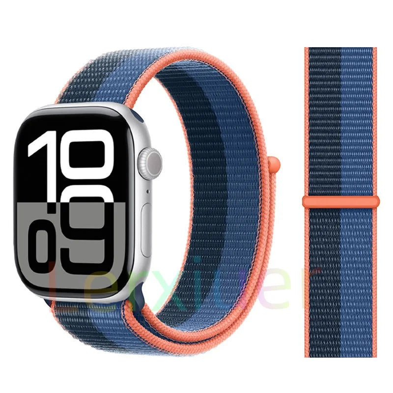 适用于 Apple Watch 46mm 44mm 45mm 40mm 41mm 42mm 的尼龙回环表带，适配 iWatch 系列 11 10 9 SE 8 7 6 5 4 Ultra 3 2 49mm