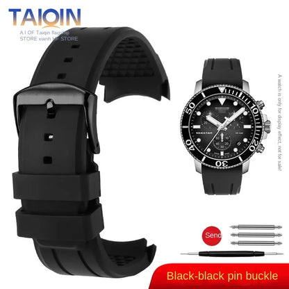 Bracelet de montre en caoutchouc FKM incurvé de haute qualité, 20 22mm, pour seiko rolex tudor Tissot, bracelet de montre pour hommes, fermoir papillon