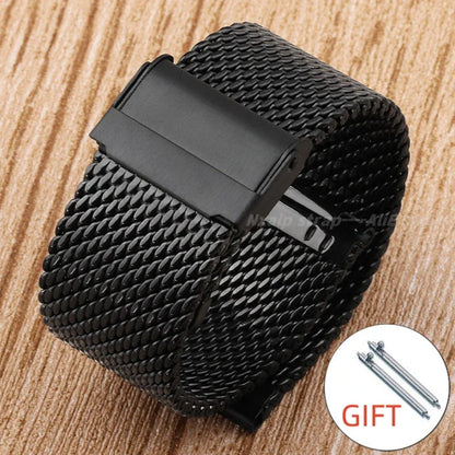 Bracelet de montre milanais en maille 1.0mm, pour DW pour Omega pour Seiko, Bracelet de montre à dégagement rapide en acier inoxydable 18mm 20mm 22mm 24mm