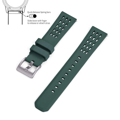 Bracelet de montre en caoutchouc FPM FKM, 20mm 22mm, dégagement rapide, qualité supérieure, conception de Structure poreuse, bracelet de Sport Durable et confortable