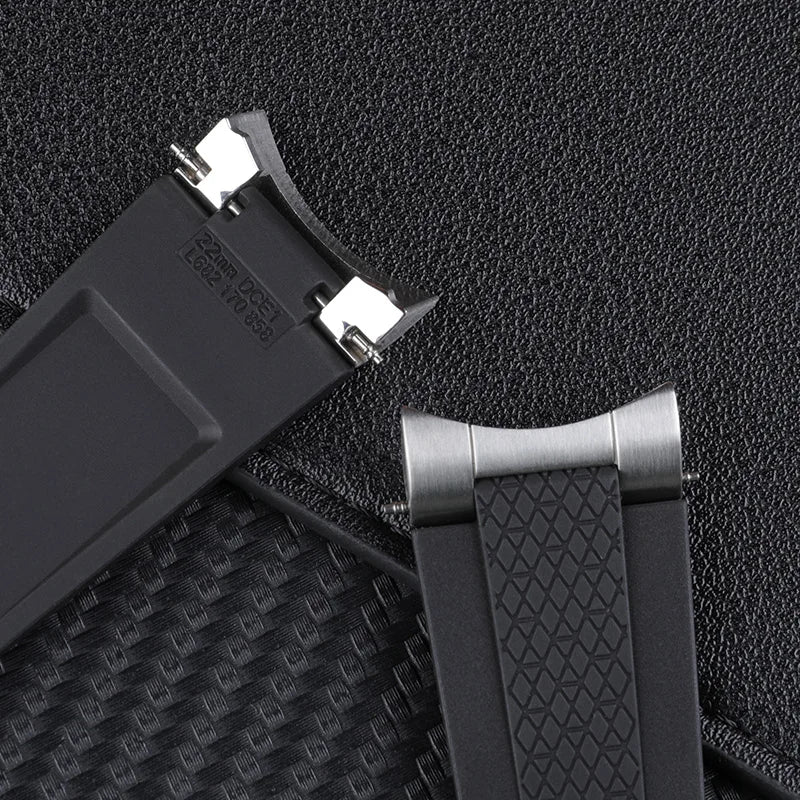 Soft Convex FKM Fluoro Rubber Watch Strap for Longines HydroConquest GMT V.H.P. 21mm 22mm Strap for 41/42mm Dial