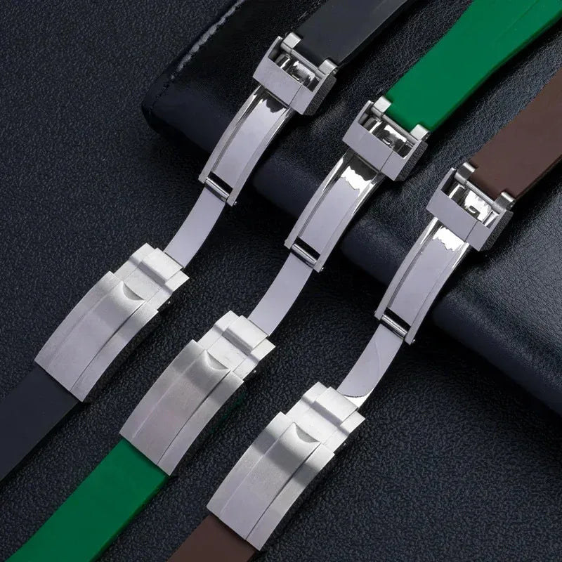 Bracelet de montre coloré doux de 20mm pour bracelet Rolex Daytona Submariner GMT extrémité incurvée avec boucle pliante en acier inoxydable bracelet étanche