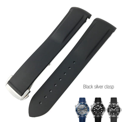 Bracelets de montre en caoutchouc de Silicone 18mm 19mm 20mm 21mm 22mm pour Omega couturier planète océan bracelet de montre de Sport Hydroconquest étanche