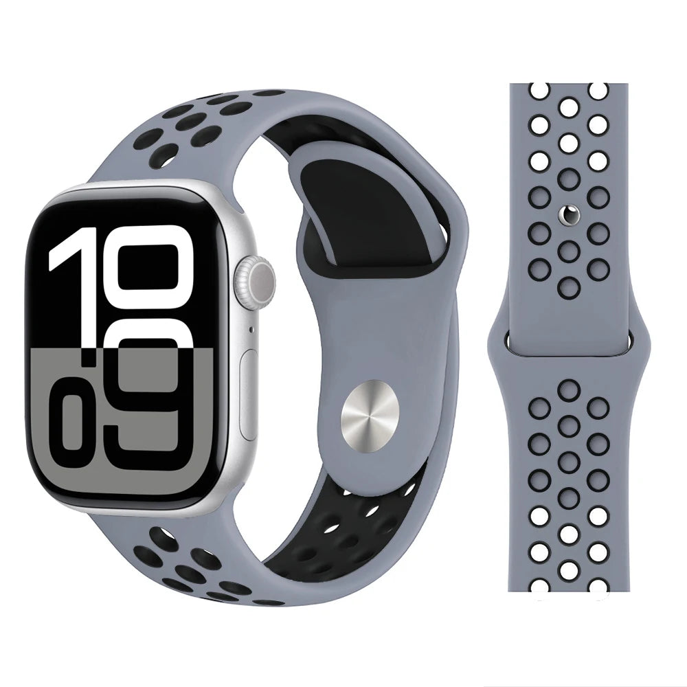 Bracelet en Silicone pour bracelets de montre Apple 46mm 44mm 45mm 40mm 41mm 42mm, Bracelet de Sport Correa iWatch série 11 10 9 SE 8 7 6 5