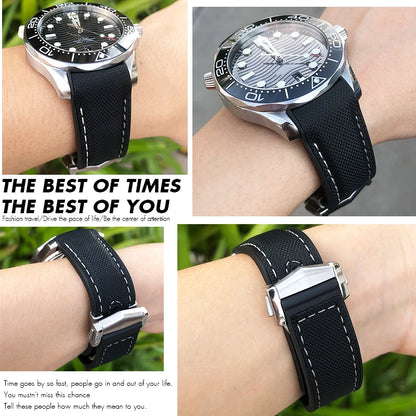 Cinturino per orologio da uomo in gomma nylon, cinturino in silicone, compatibile con Omega Seamaster 300, Moonwatch, Planet Ocean, 20mm, 21mm, 22mm, 19mm